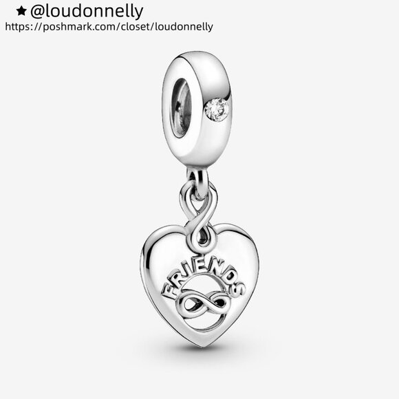 Pandora Friends Forever Heart Dangle Charm - Picture 1 of 6